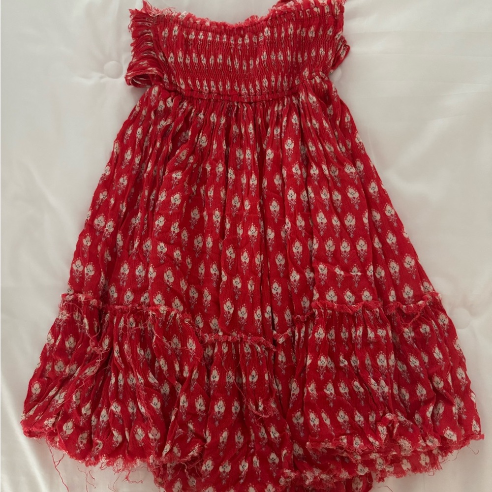 Free People Red Strapless Dress with Bow - Picture 2 of 4